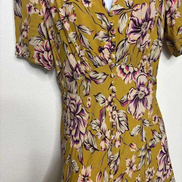 Kachel x Anthropologie Thea Maxi Dress Womens 4 Gold Floral Print Viscose - Picture 3 of 11